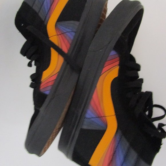 10M Womens Reissue Black Multi Suede Leather Hi Top Tennis Shoes SK8 Refract - Picture 4 of 10